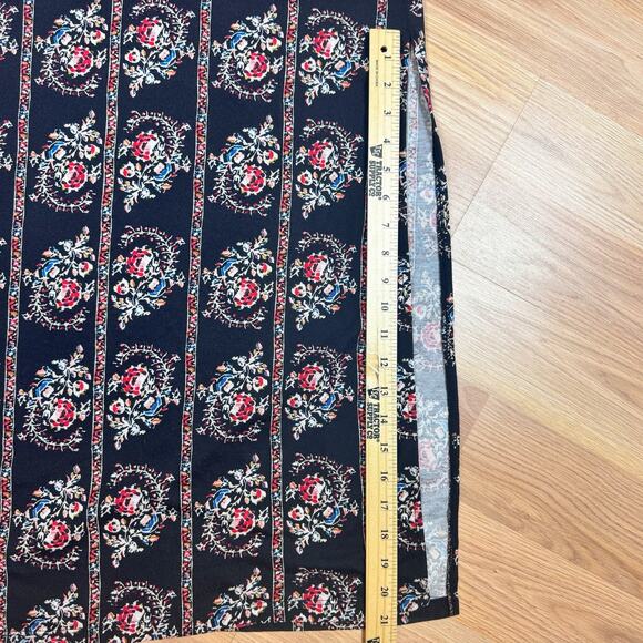 Vintage Bongo Stretch Skirt Juniors XL Black Floral Romantic Maxi Slit Dark - Picture 3 of 5